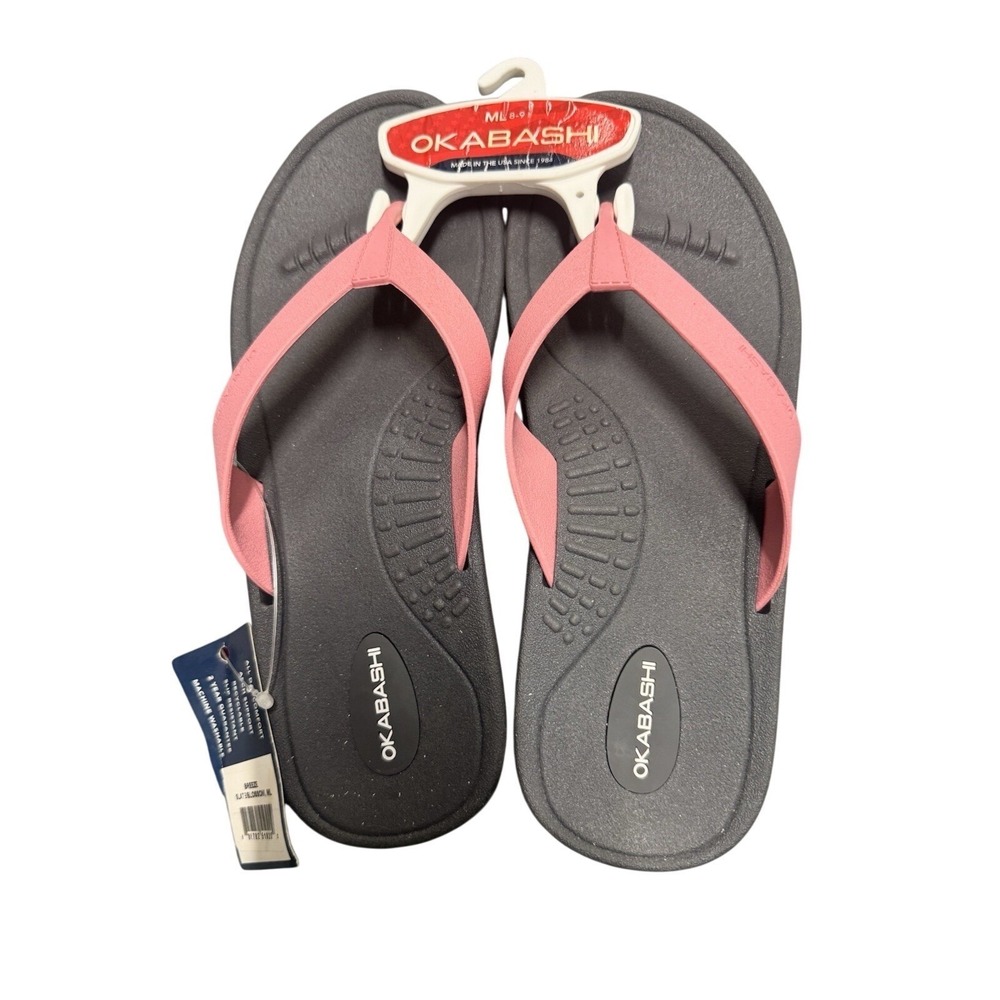 OKABASHI New Women's  Breeze Flip Flop Sandals,  Slate/Blossom ML8-9